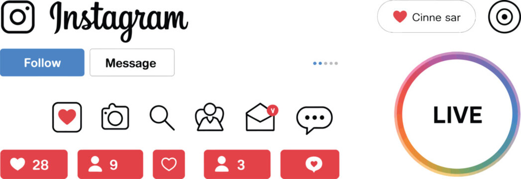 instagram vector icons pack for web mobile interface and ux