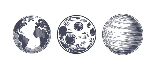 Planetary Spheres Illustration Earth Moon And Jupiter © MOHAMMAD