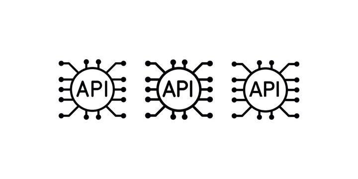 API icon. API vector icon set. interface data transfer. application programming interface concept. network connection. software development business.