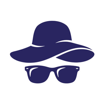 Sun hat and sunglasses vacation accessory graphic icon with summer fashion eye wear summer vibe beach wear sunglasses vacation accessory protection illustration