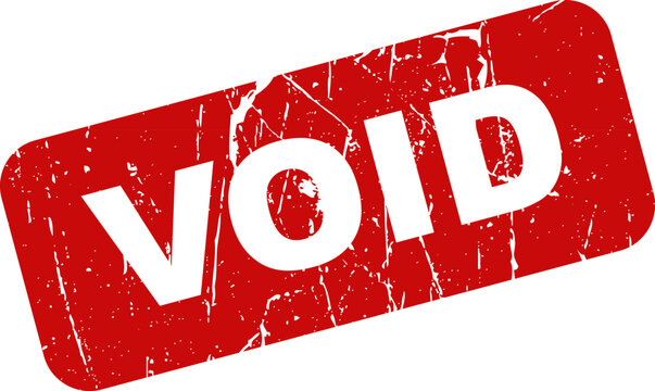 Red void stamp with white text on white background