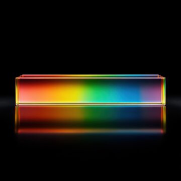 Abstract Rainbow Rectangular Prism on Black Background