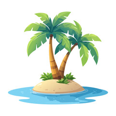 Obraz premium scenic tropical island shore view with coconut trees maritime quest exploration map point vector illustration for multiplayer strategy tycoon game