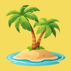 Obraz premium lush tropical island oasis with multiple palm trees hidden treasure location map asset vector illustration for pirate roleplaying mobile game app