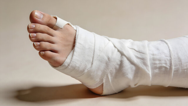 human foot with clearly broken toes