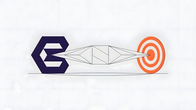 Minimalist bridge connecting brand and target icons - Great for customer value proposition diagrams, corporate connection or strategy.