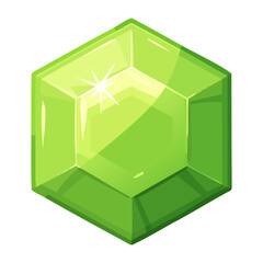 Hexagonal cut glowing neon green jade crystal gem stone for socketing weapon armor item modification resource in arcade action video game © firstprincess