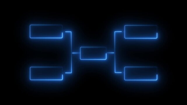 Neon blue digital tournament bracket infographic template for competition and sports analysis