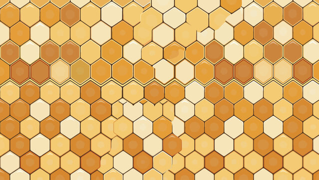 Seamless hexagonal honeycomb pattern background in shades of orange and yellow