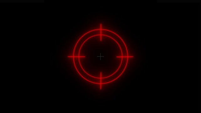 Red neon target reticle hud overlay for gaming and sci-fi motion crosshair