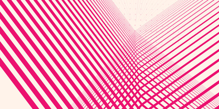 Abstract background with pink diagonal lines and grid pattern
