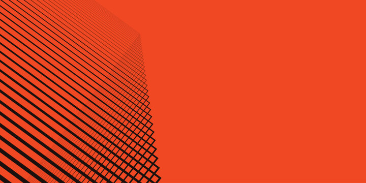 Abstract geometric pattern with black lines on orange background