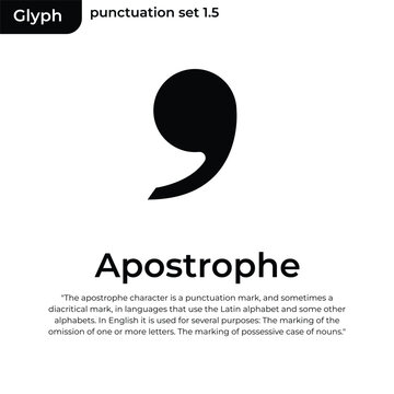 Grammar icon Apostrophe sign from my punctuation set. Typographical element isolated illustration on white background