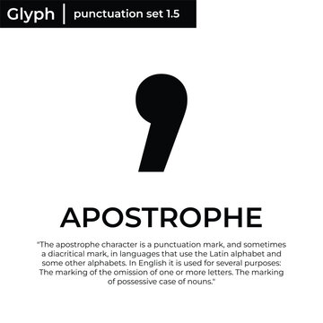 Grammar icon Apostrophe sign from my punctuation set. Typographical element isolated illustration on white background