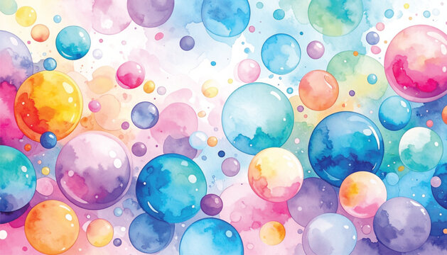 Colorful Bubbles Floating in Air.