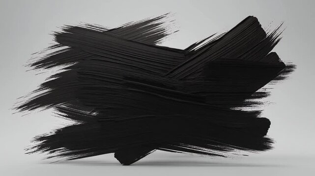 Abstract black brushstrokes on white background, expressive texture, dynamic motion, minimalist composition symbolizing contrast, emotion, and artistic freedom.