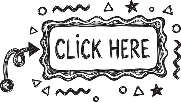 Hand drawn click here button with decorative elements