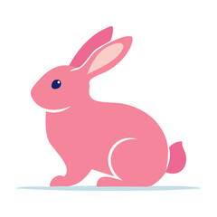 Obraz premium Cute pink rabbit illustration in flat design style