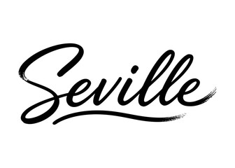 Obraz premium Seville city name. Vector city name brush on a white background