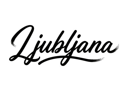 Ljubljana city name. Vector city name brush on a white background