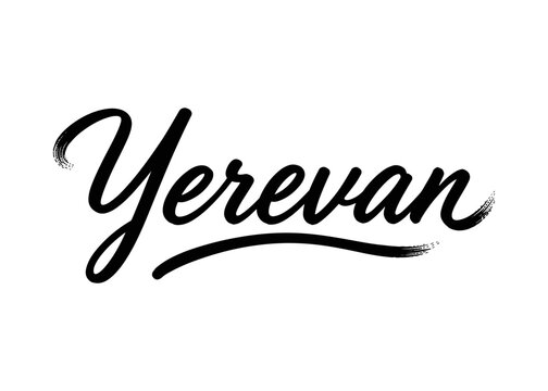 Yerevan city name. Vector city name brush on a white background