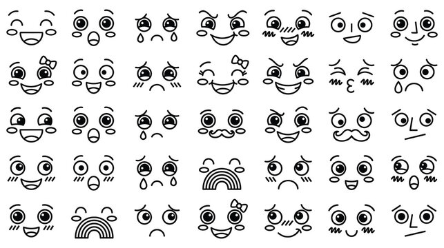 Cute anime facial expressions for manga characters.
