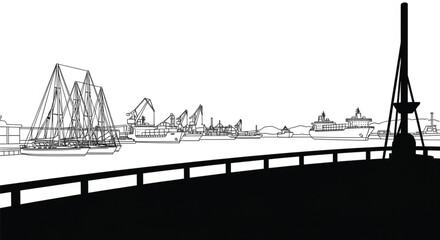 Fototapeta premium Silhouette of amusement park ride.