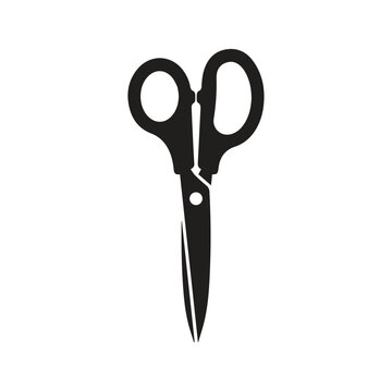 Closed pair of scissors icon silhouette graphic with scissors, stationery