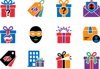 Fototapeta premium Colorful flat design icons of gifts and business concepts on white background