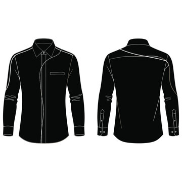 Black long sleeve shirt with white edge trim design clothing menswear