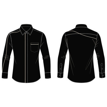 Black long sleeve shirt with modern contrast line pattern clothing menswear