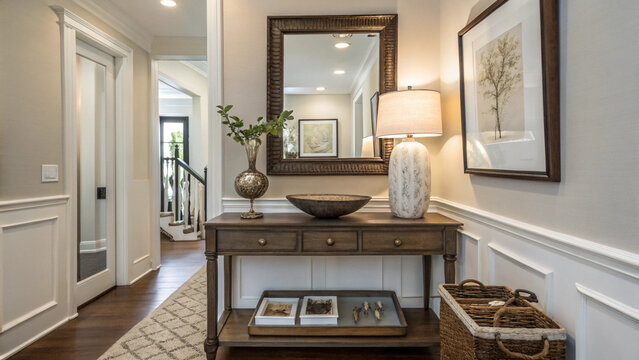 Elegant Entryway with Console Table and Mirror