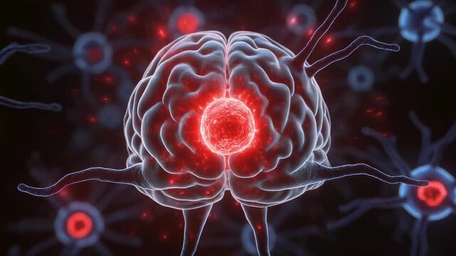 Brain Anxiety Spike Visualization with Highlighted Neural Activity Representing Acute Stress Response