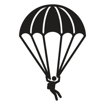 Parachute skydiver silhouette icon minimalist design with parachute, skydiver
