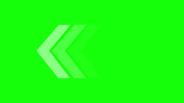 White arrows shifting and multiplying on green screen background