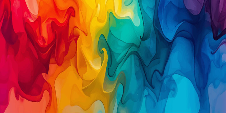Abstract colorful background with flowing waves of blue fire and purple smoke patterns swirling on a dark backdrop