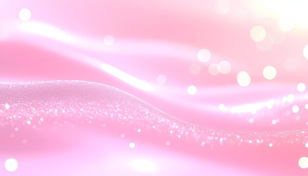 煌めく粒子が舞う淡いピンクの抽象波 / Pale pink abstract waves with shimmering dancing particles (Generative AI)