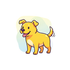 Fototapeta premium Cute cartoon golden retriever puppy wagging its tail.