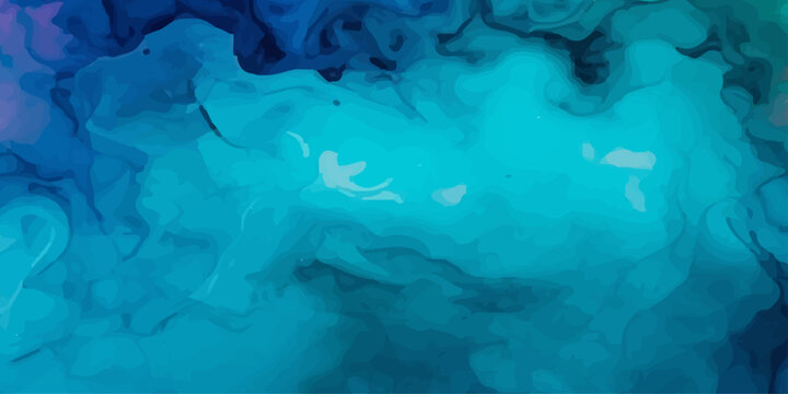 An abstract watercolor background of a deep blue ocean texture with a clear underwater sea surface pattern and subtle coral reef light