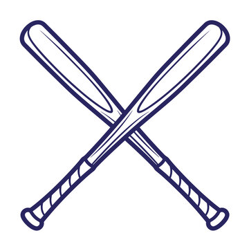 Engraved style crossed baseball bats vector illustration with baseball equipment illustration engraving hardball athletic baseballbat recreation competition
