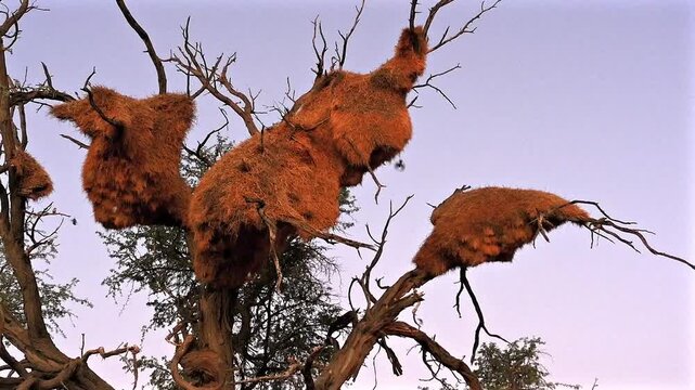 tree with many of huge nests of sociable weavers in the Namib 10  
