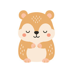 Fototapeta premium Vector illustration of cute baby animals, charming cartoon characters from the wild, design for a child's room, in isolated form