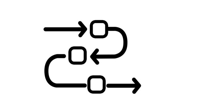 Animated Process Flow Icon Loop on White Background
