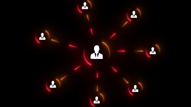 Animated Human Network Connections and Digital Communication Technology Concept