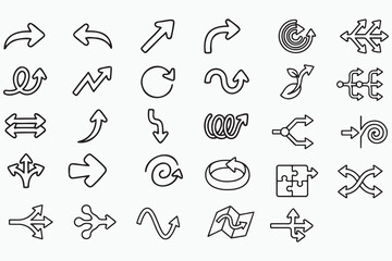 Fototapeta premium Hand Drawn Arrow Icons Set with Spiral and Cycle Loop Vectors