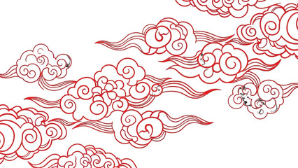 Red swirling clouds graphic design element. © Bernadya