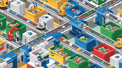 Fototapeta premium Colorful Circuit Board Illustrations with Components and Connectors for Technology Design