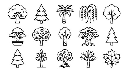 Fototapeta premium Set of different tree outline icons
