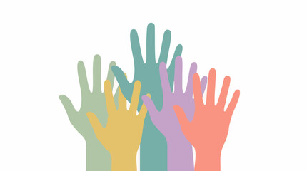 Fototapeta premium Colorful Raised Hands Illustrating Community, Diversity, and Participation