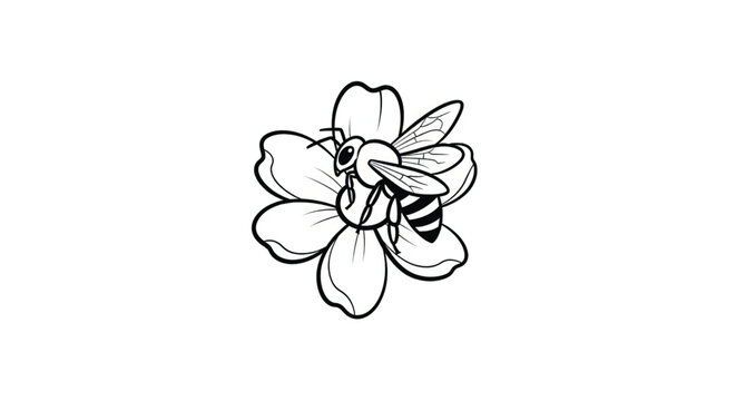 Bee on a flower closeup.